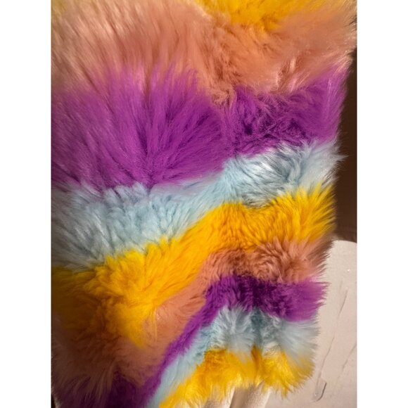 Colorful Faux Fur Sleeve Sweatshirt By Blue Blush medium Furry Unicorn Rainbow - Picture 3 of 8
